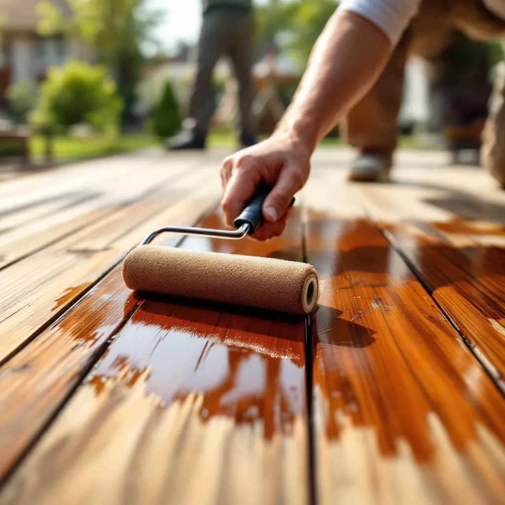 Deck waterproofing sealer application in Peoria